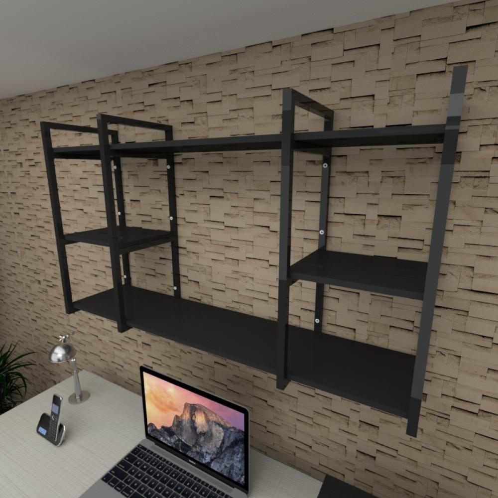 Prateleira industrial para escritório aço cor preto prateleiras 30 cm cor preto modelo ind17pes