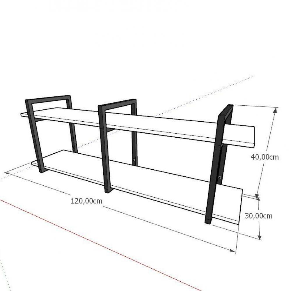 Prateleira industrial para escritório aço cor preto prateleiras 30cm cor preto modelo ind05pes
