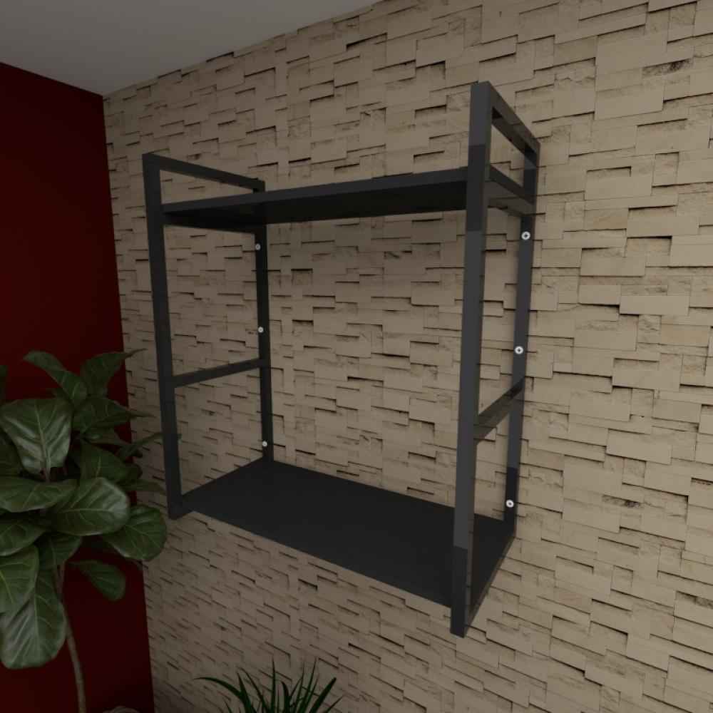Prateleira industrial para escritório aço cor preto prateleiras 30cm cor preto modelo ind10pes