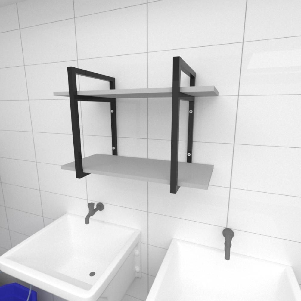 Prateleira industrial para lavanderia aço cor preto prateleiras 30 cm cor cinza modelo ind02clav