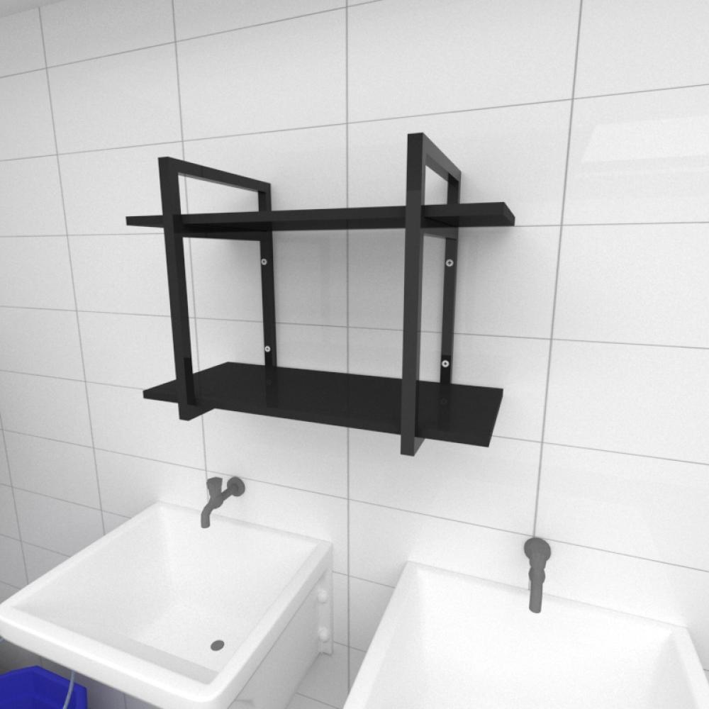 Prateleira industrial para lavanderia aço cor preto prateleiras 30 cm cor preto modelo ind02plav