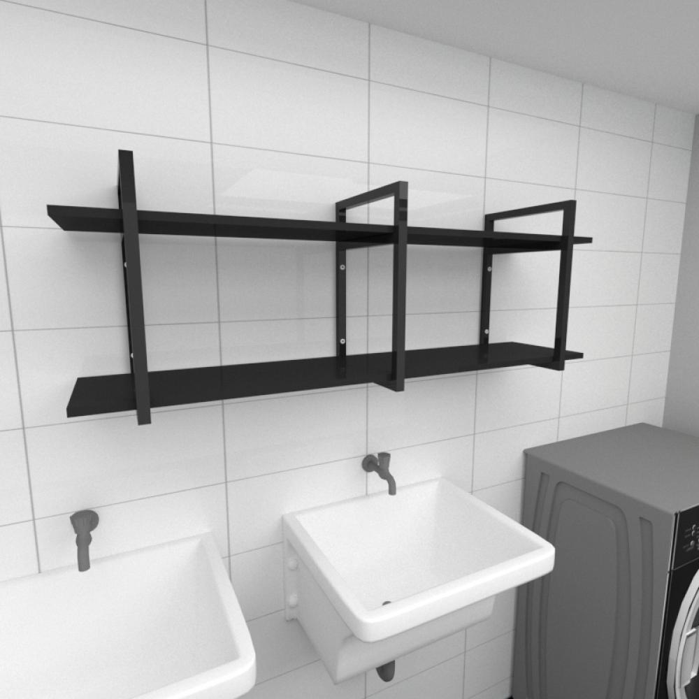 Prateleira industrial para lavanderia aço cor preto prateleiras 30 cm cor preto modelo ind05plav