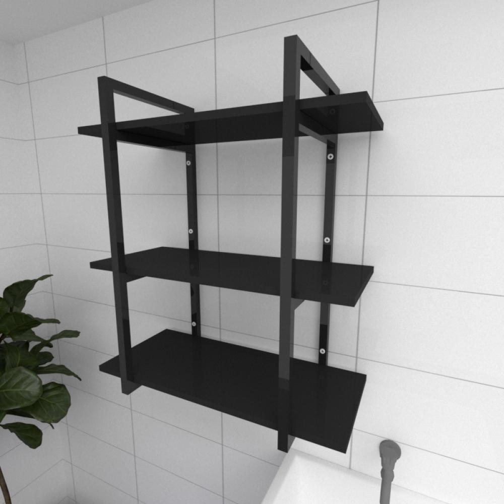 Prateleira industrial para lavanderia aço cor preto prateleiras 30 cm cor preto modelo ind09plav