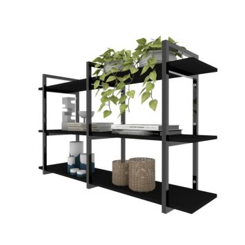 Prateleira industrial sala estar estante nicho parede mdf suspensa pratileira ferro preto