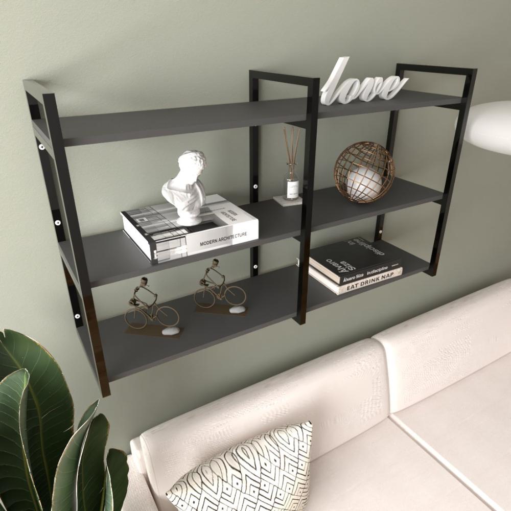 Prateleira industrial sala estar estante nicho parede mdf suspensa pratileira ferro preto