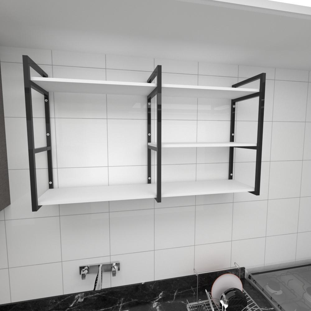 Prateleira industrialcozinha aço preto 30cm cor branca ind14bc