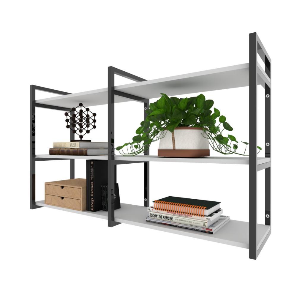 Prateleira moveis escritorio quarto estante infantil plantas branco ferro e madeira
