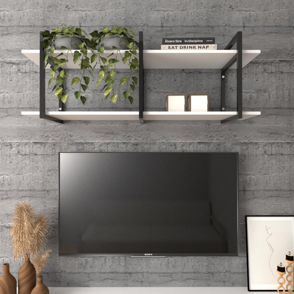 Prateleira sala estar estante nicho parede mdf suspensa pratileira ferro branco off white