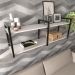 Prateleira sala estar estante nicho parede mdf suspensa pratileira ferro branco off white
