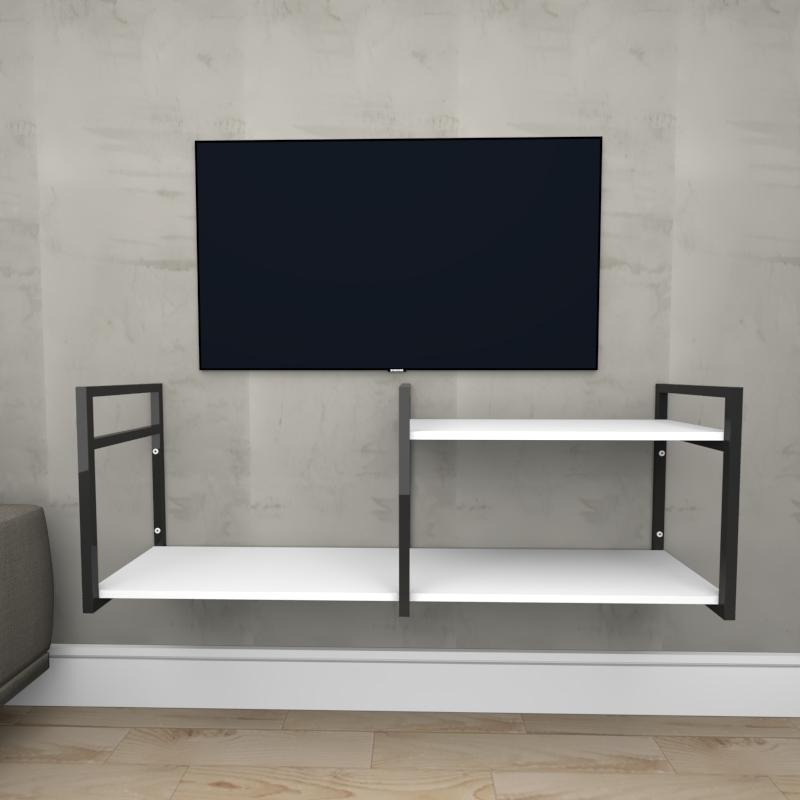 Rack estilo industrial aço cor preto prateleiras 30 cm cor branca modelo ind07brk