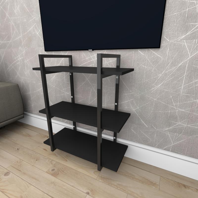 Rack estilo industrial aço cor preto prateleiras 30 cm cor preto modelo ind09prk
