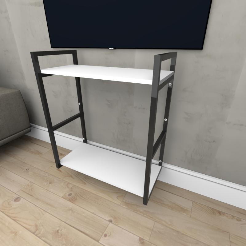 Rack estilo industrial aço cor preto prateleiras 30cm cor branca modelo ind10brk