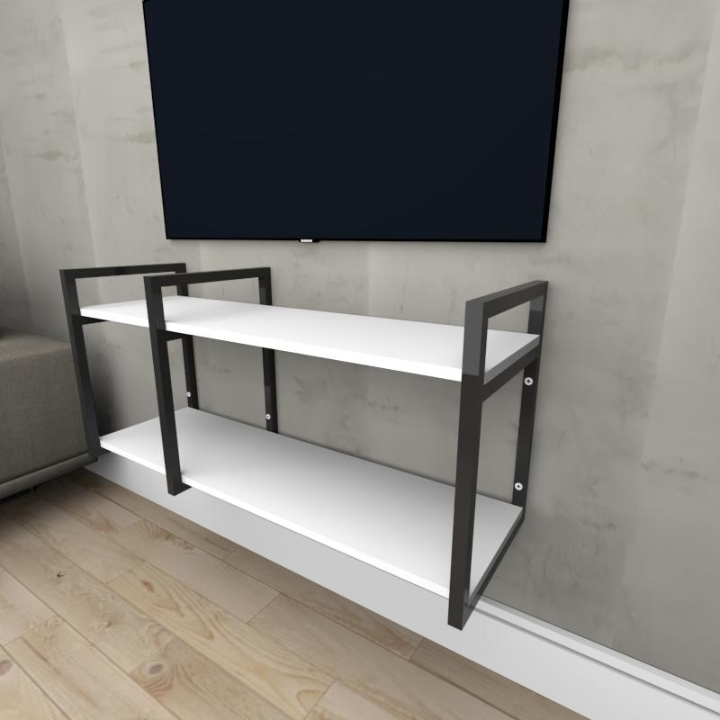 Rack estilo industrial aço cor preto prateleiras 30cm cor branca modelo ind19brk