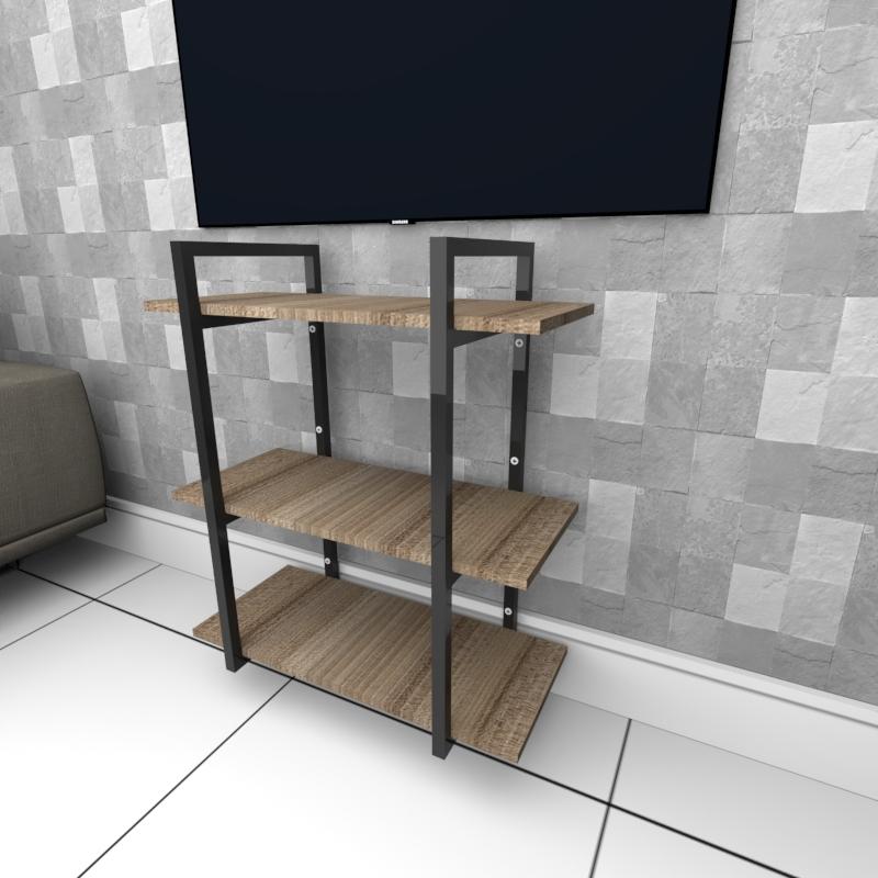 Rack industrial aço preto mdf 30cm cor amadeirado ind09aerk