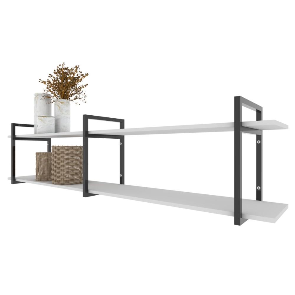 Rack industrial estante tv sala suspeso retro moderno simples pequeno 55 branco off white