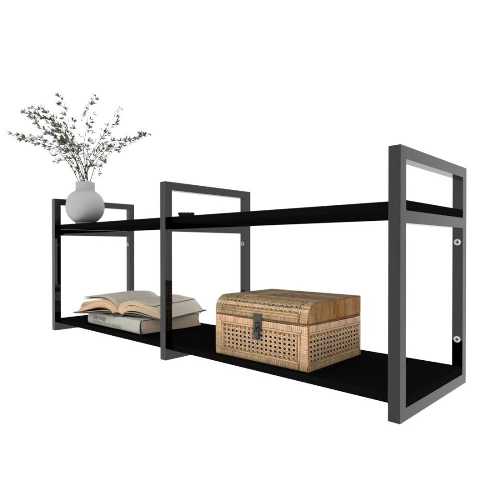 Rack industrial estante tv sala suspeso retro moderno simples pequeno 55 preto