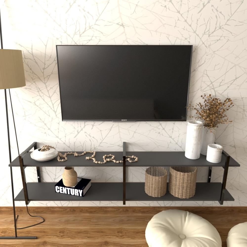 Rack industrial estante tv sala suspeso retro moderno simples pequeno 55 preto
