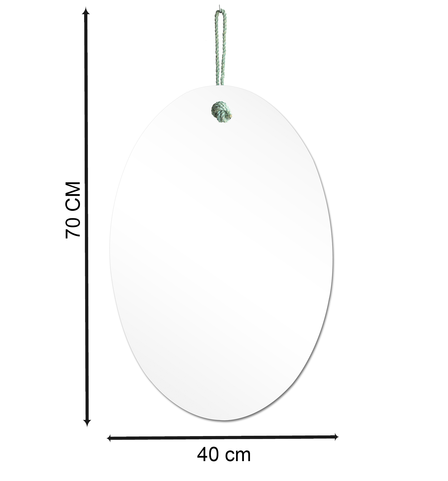  Espelho Decorativo Lina Alça Sisal Menta 60x40 cm Oval 