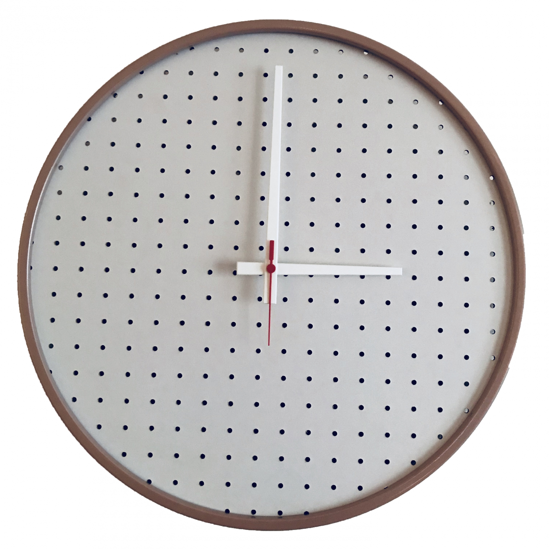  Relógio Round Marrom Mostrador Branco Perfurado 50 cm 