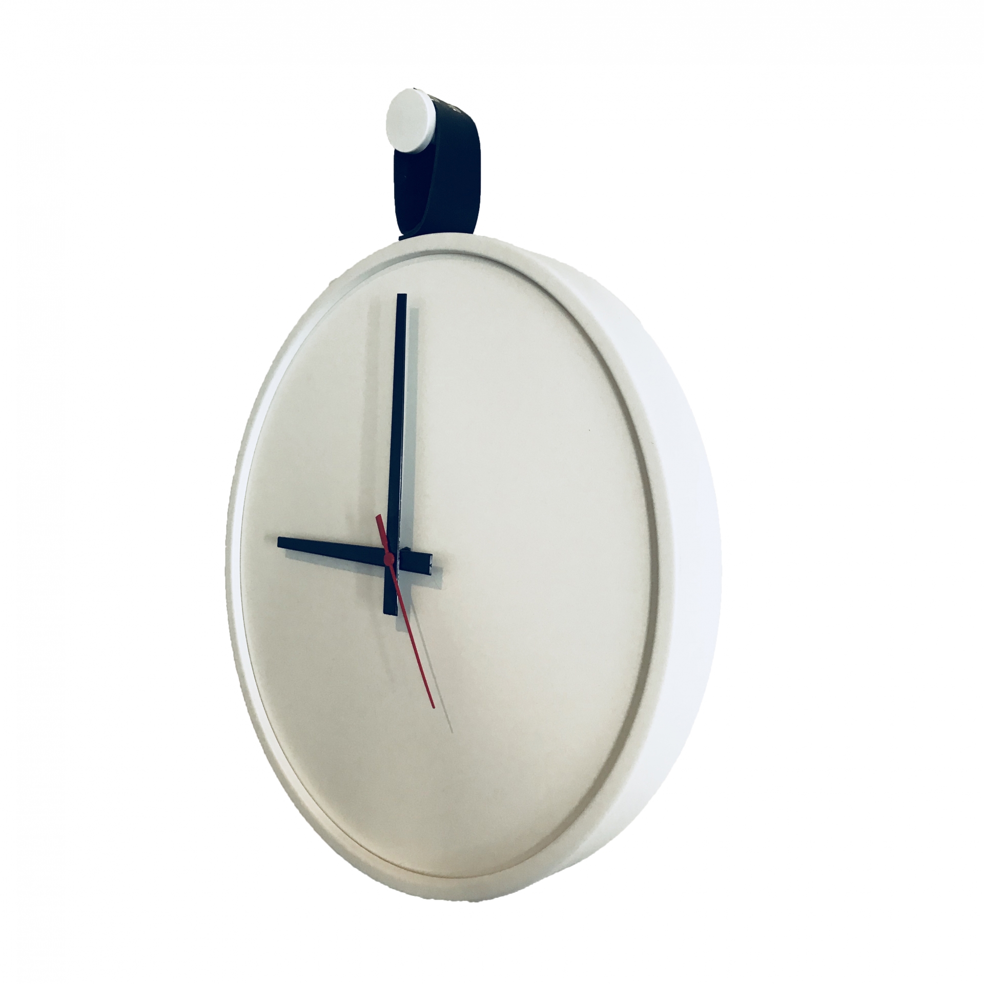  Relogio  Short Strip Branco Alça Preta Mostrador Branco  40 cm  