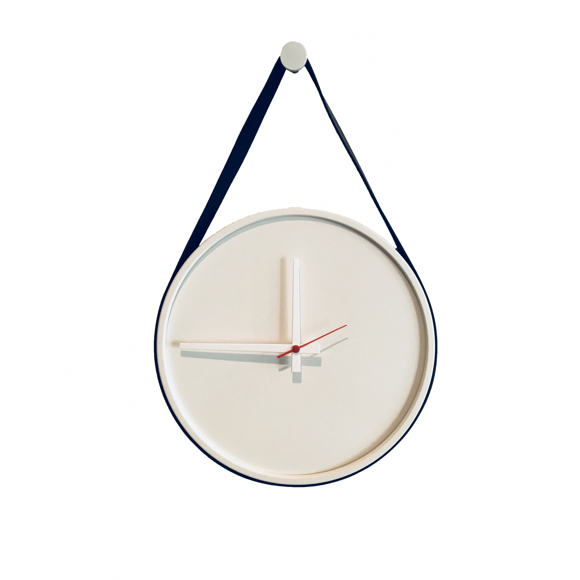  Relogio Adnet Branco Alça Preta Mostrador Branco  40 cm  