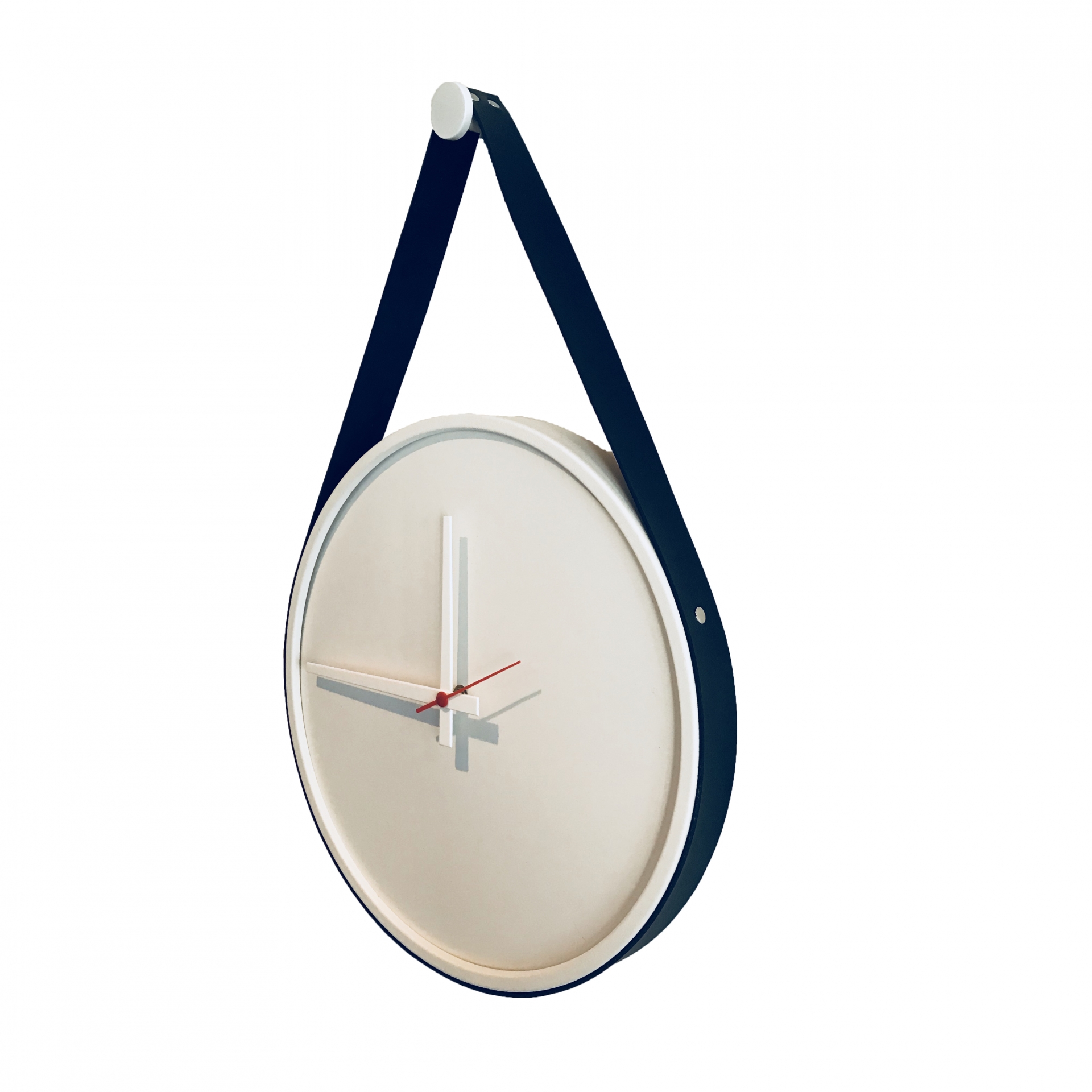  Relogio Adnet Branco Alça Preta Mostrador Branco  40 cm  