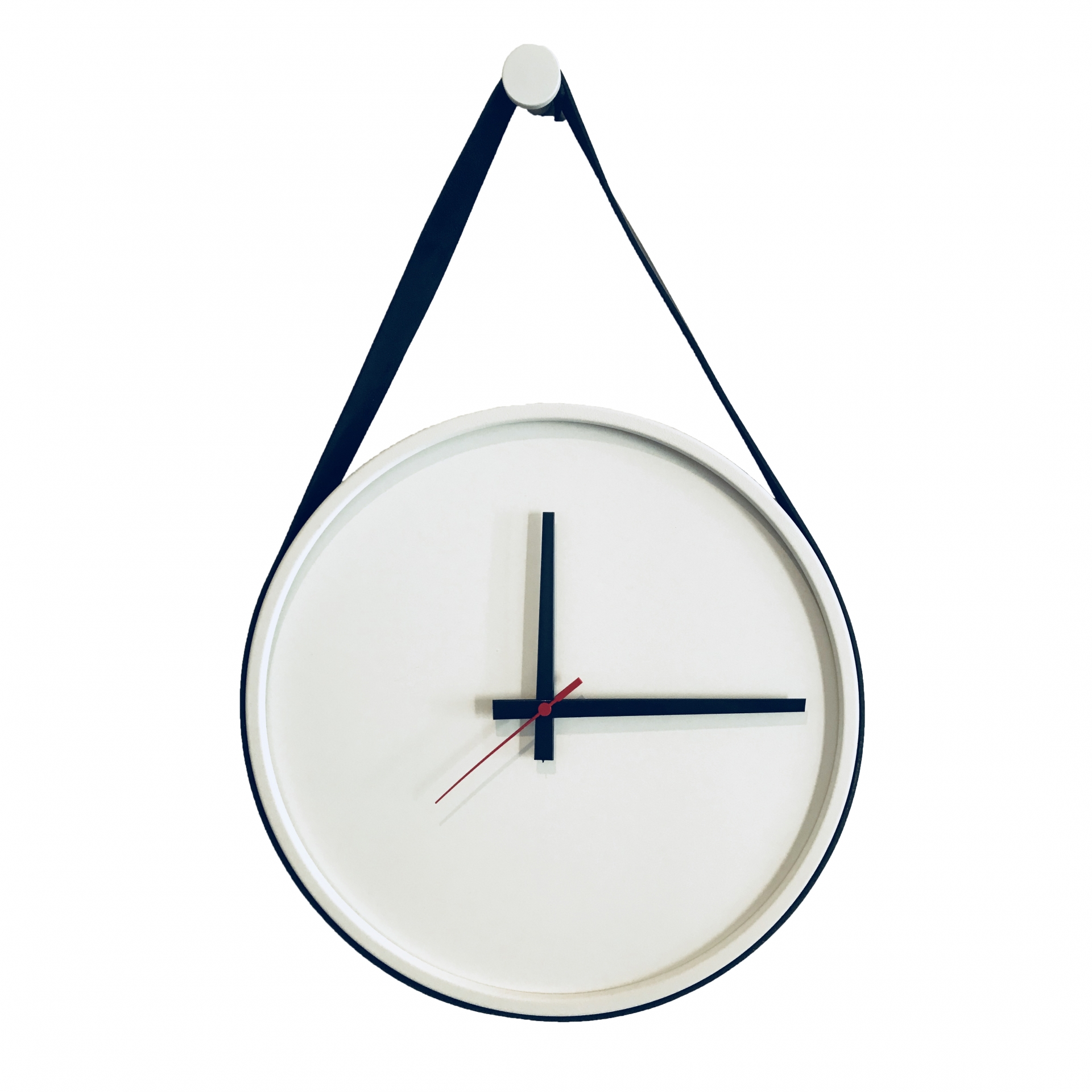  Relogio Adnet Branco Alça Preta Mostrador Branco  40 cm  