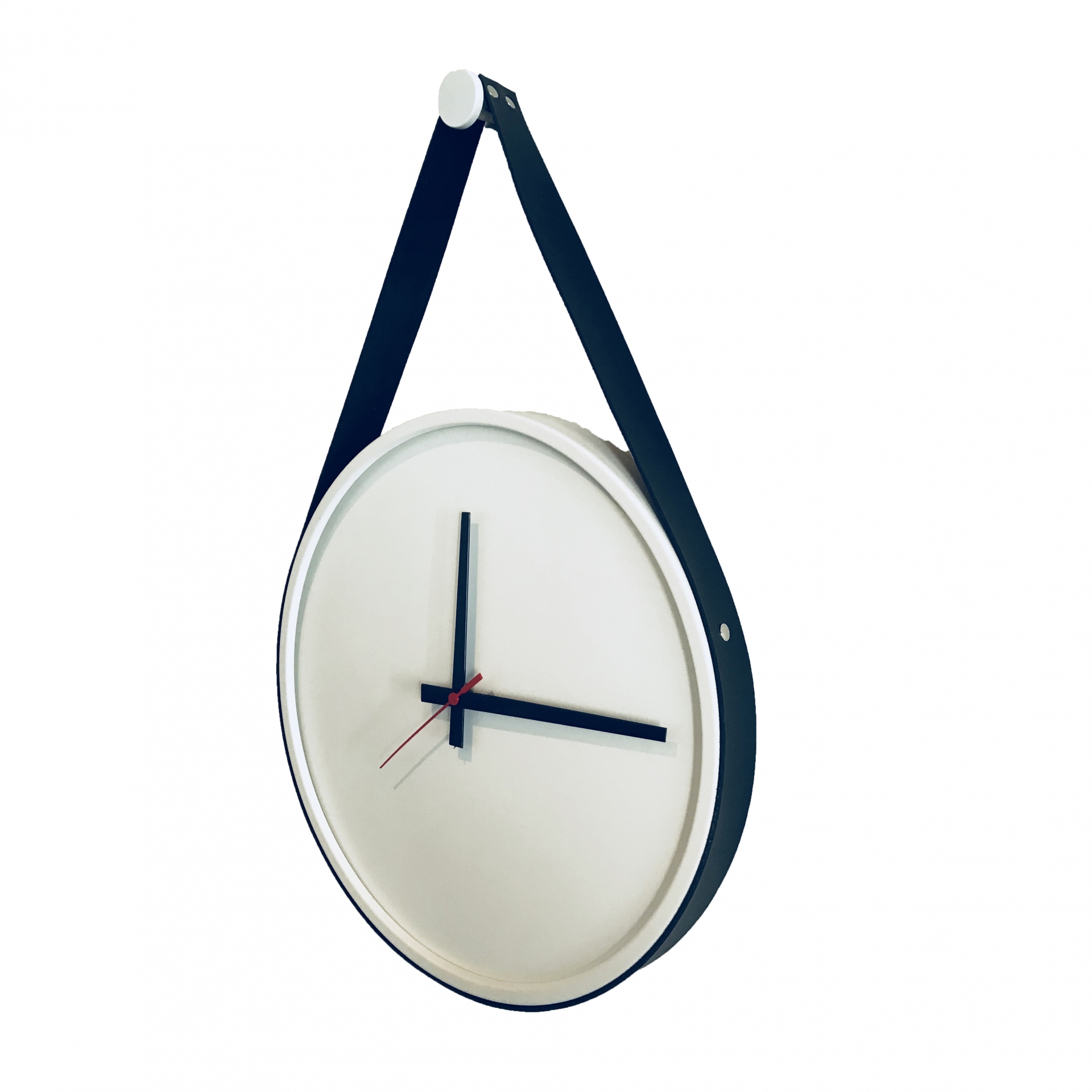  Relogio Adnet Branco Alça Preta Mostrador Branco  40 cm  