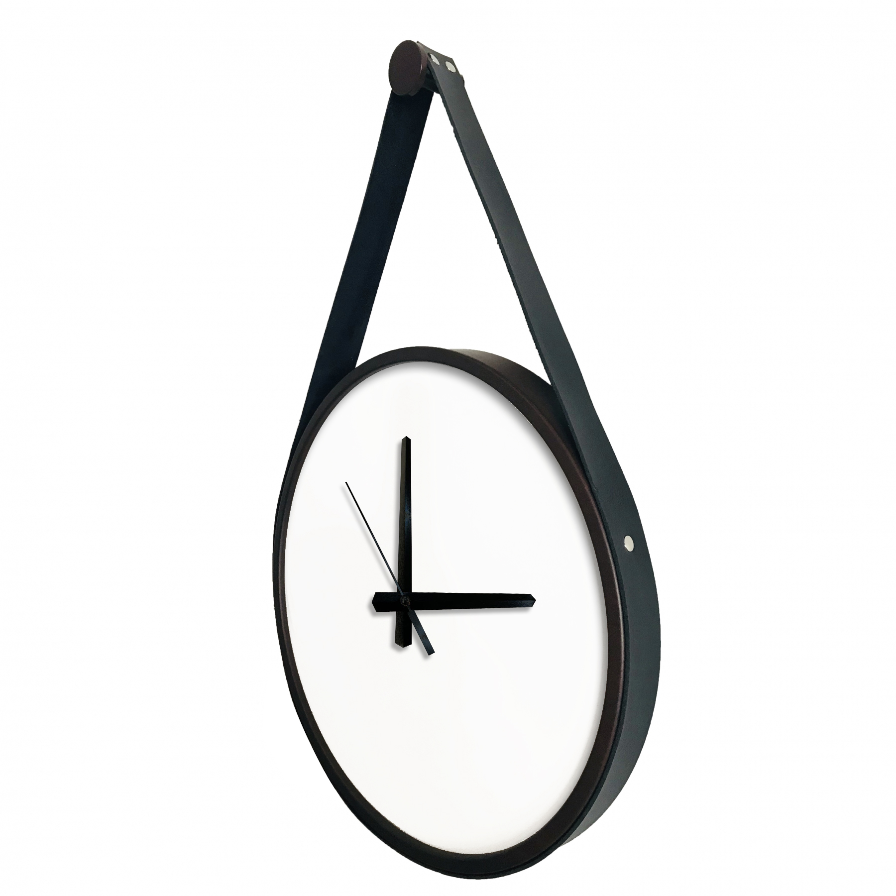  Relogio Adnet Marrom Alça Preta Mostrador Branco 40 cm  
