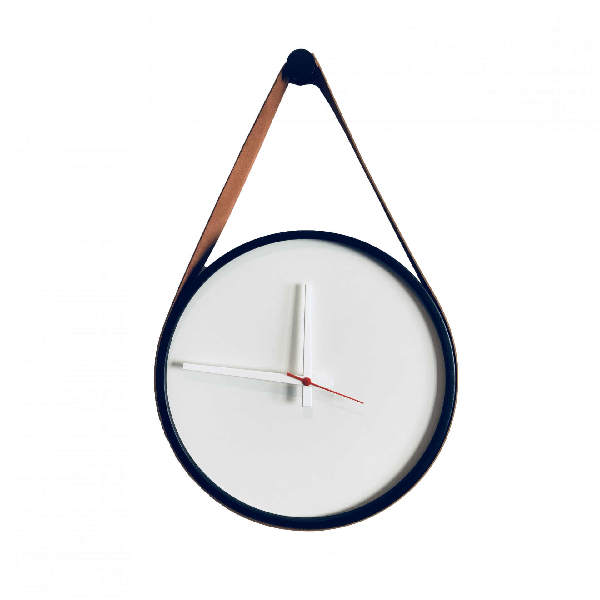  Relogio Adnet Preto Alça Caramelo Mostrador Branco  40 cm 
