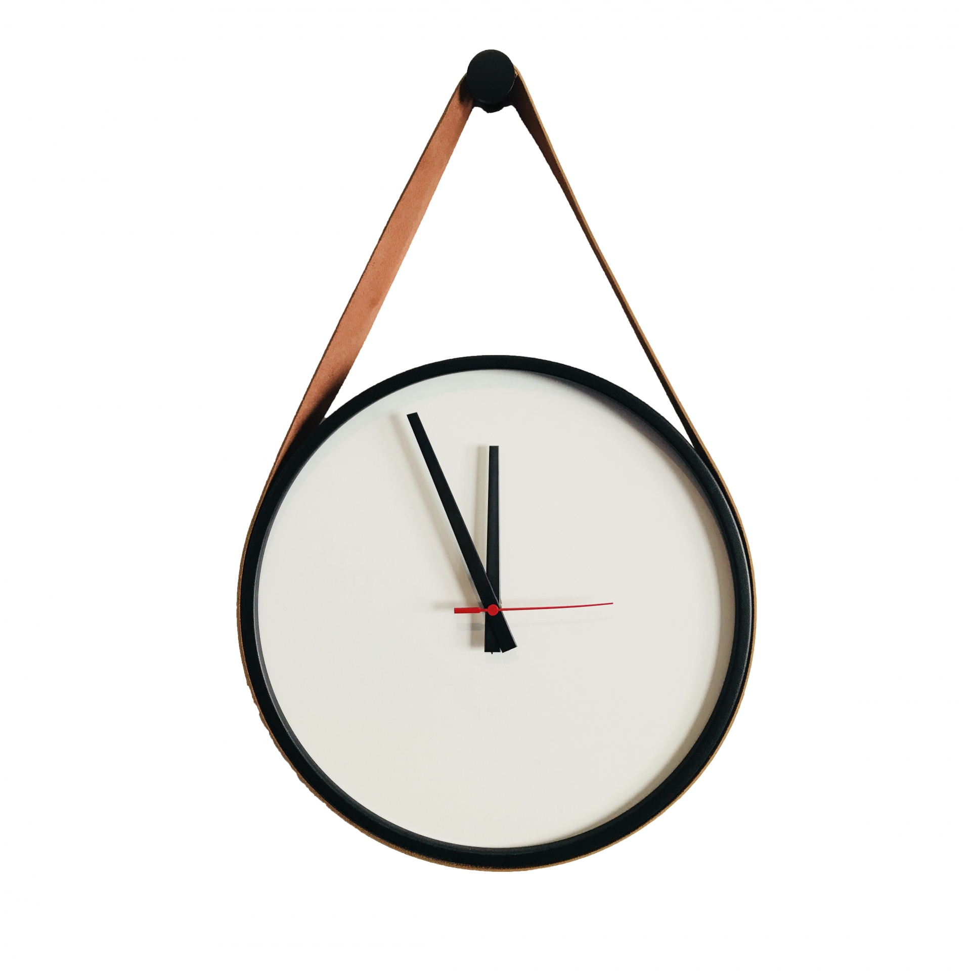  Relogio Adnet Preto Alça Caramelo Mostrador Branco 40 cm  
