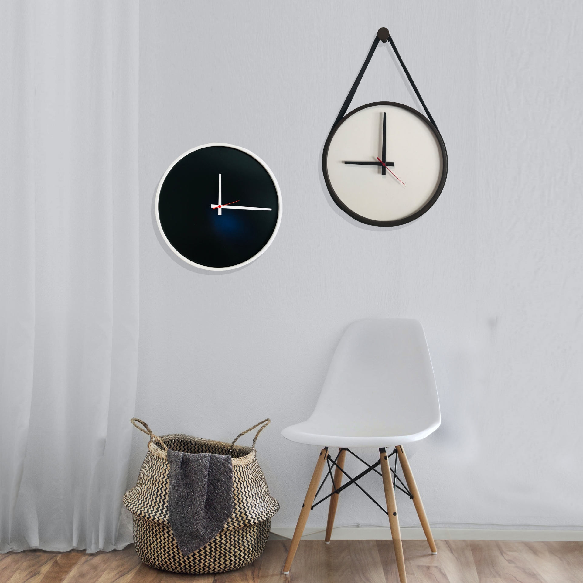  Relogio Adnet Preto Alça Preta Mostrador Branco  40 cm 