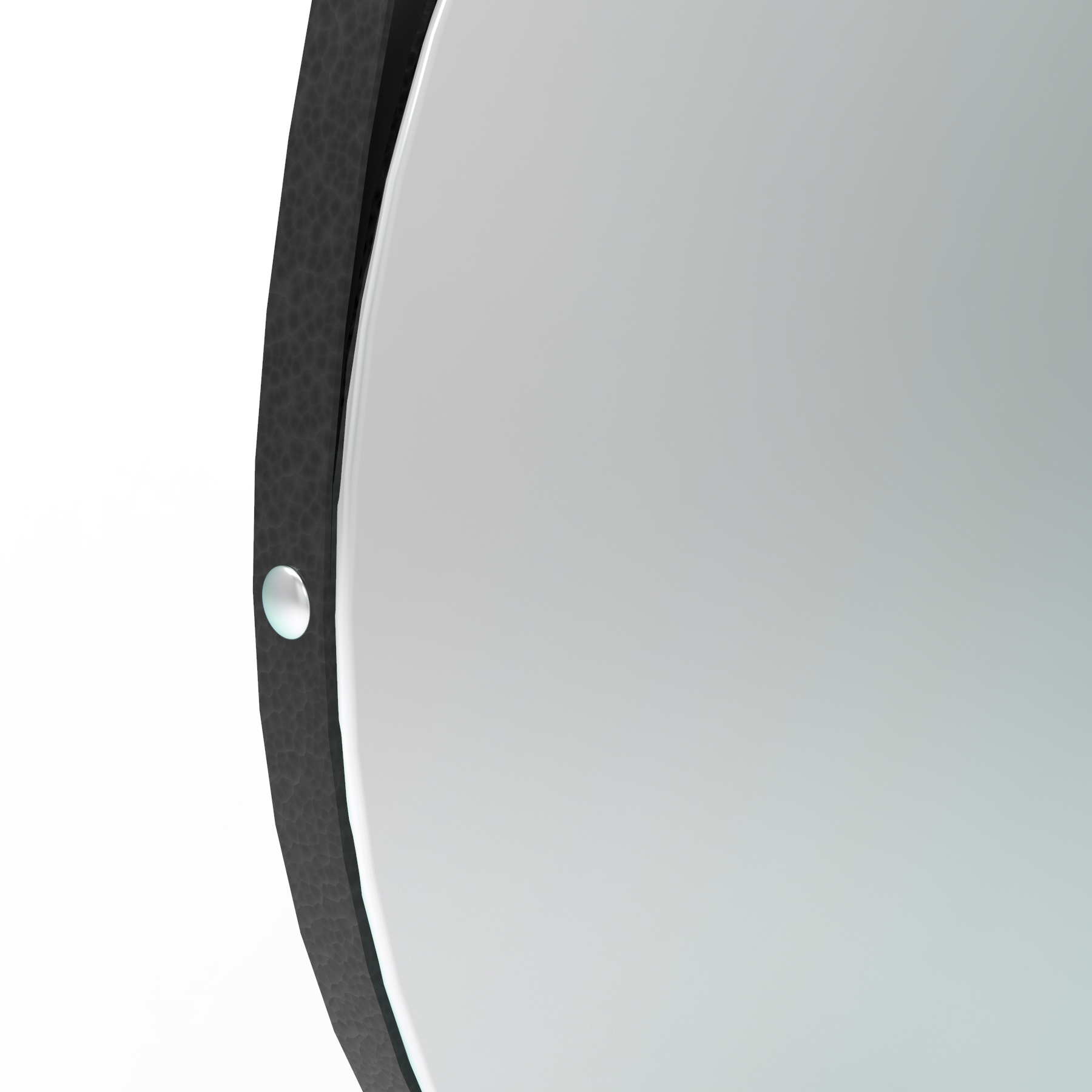 Espelho Adnet Wood Preto Alça Corino Café 38 cm
