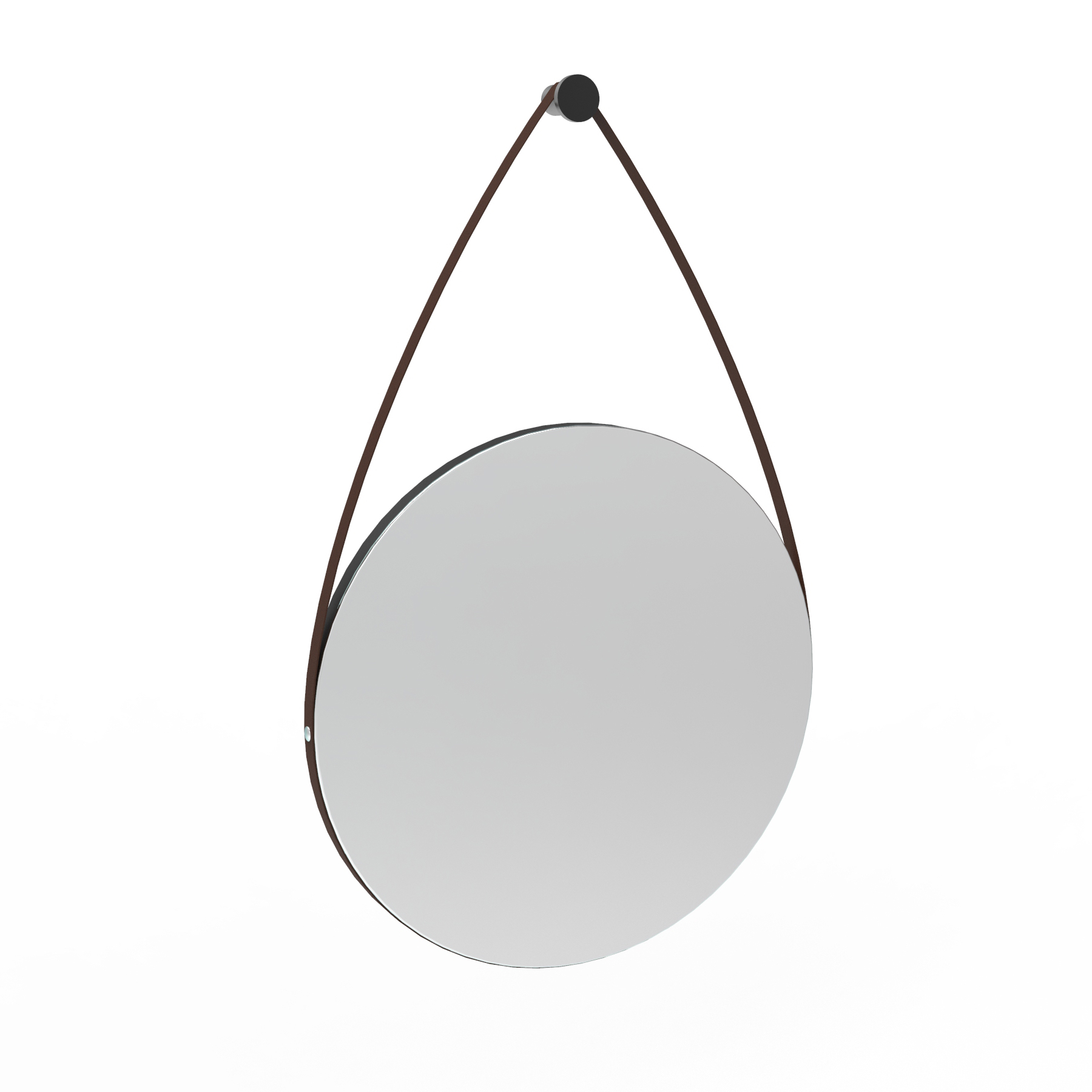 Espelho Adnet Wood Preto Alça Corino Café 38 cm
