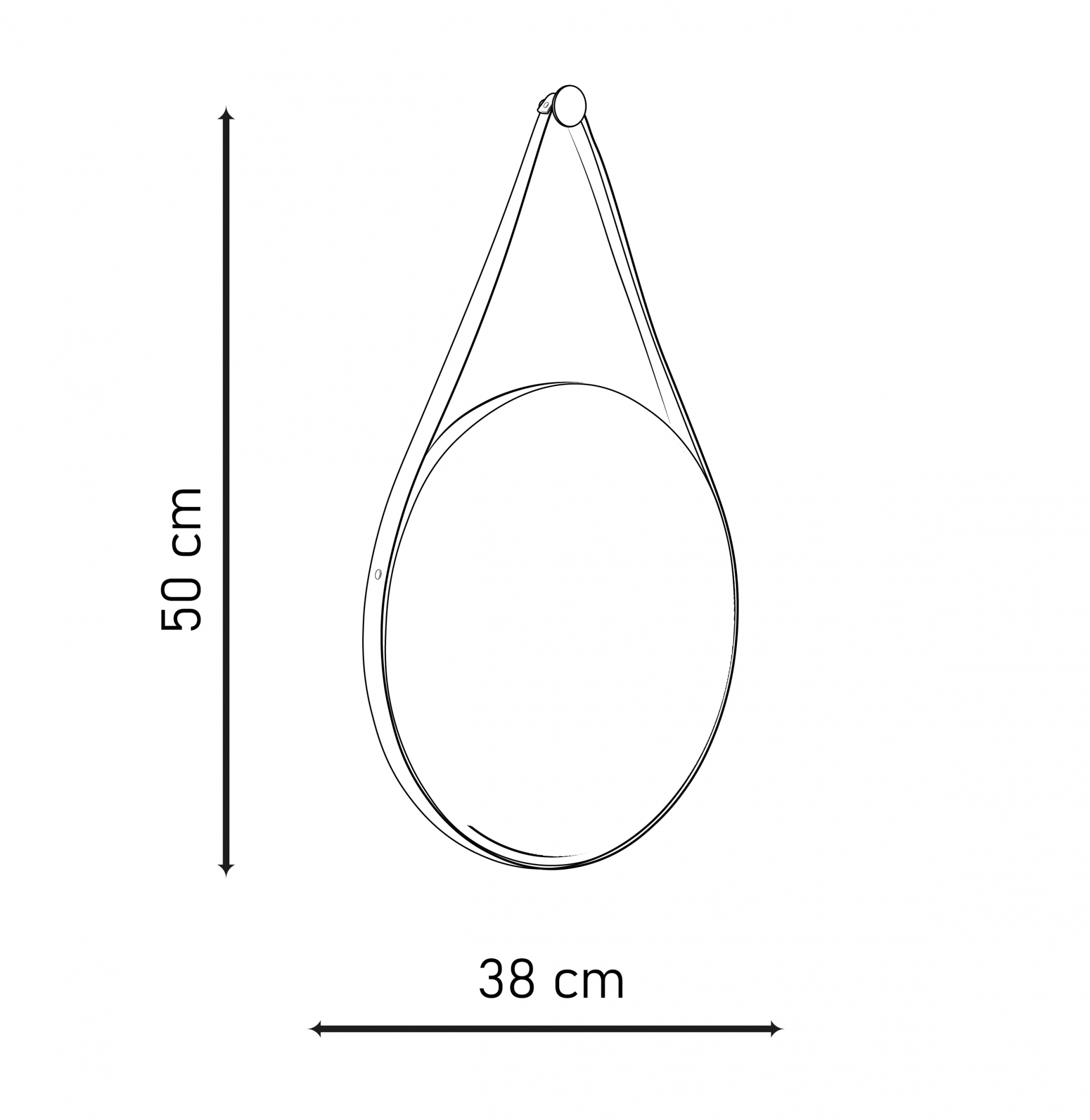 Espelho Adnet Wood Preto Alça Corino Preto 38 cm