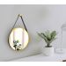 Espelho Decorativo Adnet Amarelo Alça Courino Preta 50 Cm Redondo Amarelo/Preto, 50 cm