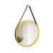 Espelho Decorativo Adnet Amarelo Alça Courino Preta 60 Cm Redondo Amarelo/Preto, 60 cm