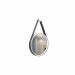 Espelho Decorativo Adnet Branco Alça Corino Preto 30 cm Redondo 