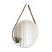 Espelho Decorativo Adnet Branco Alça Courino Rajada 60 Cm Redondo Branco/Rajado, 60 cm