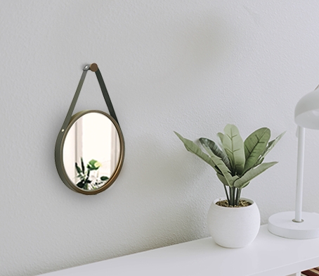 Espelho Decorativo Adnet Corten (marrom) Alça Rajada 30 Cm de diâmetro