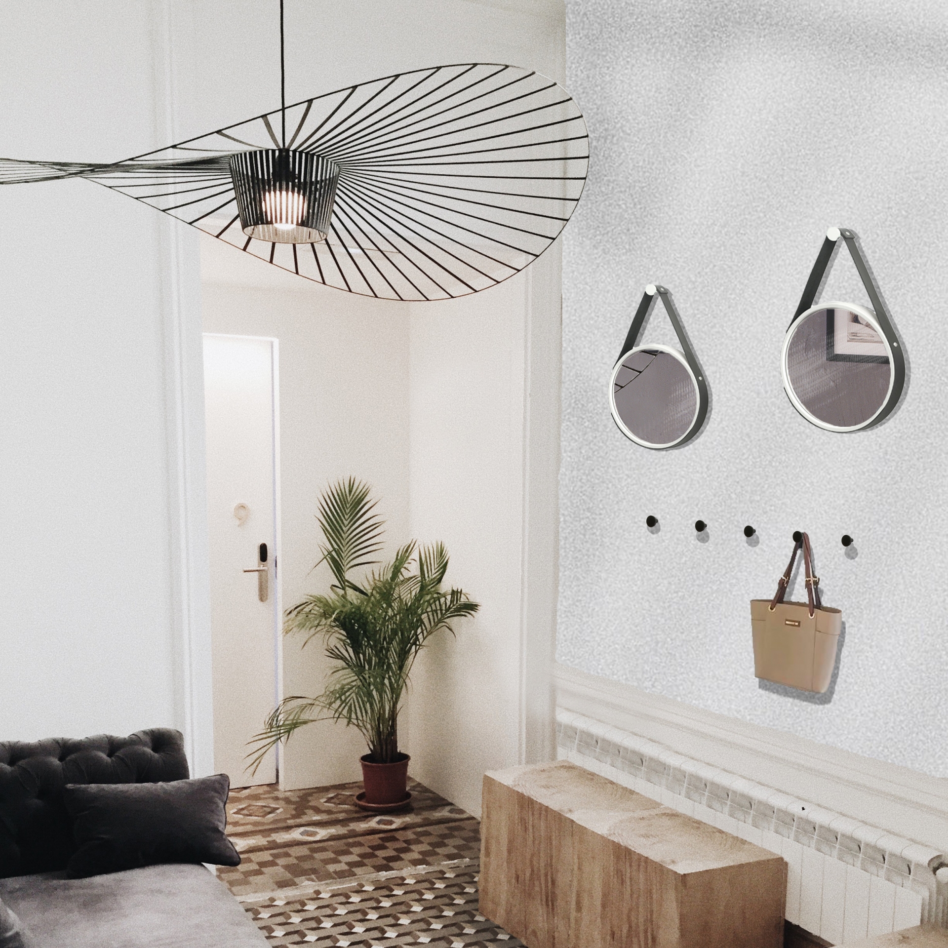 Espelho Decorativo Adnet Corten (marrom) Alça Rajada 30 Cm de diâmetro