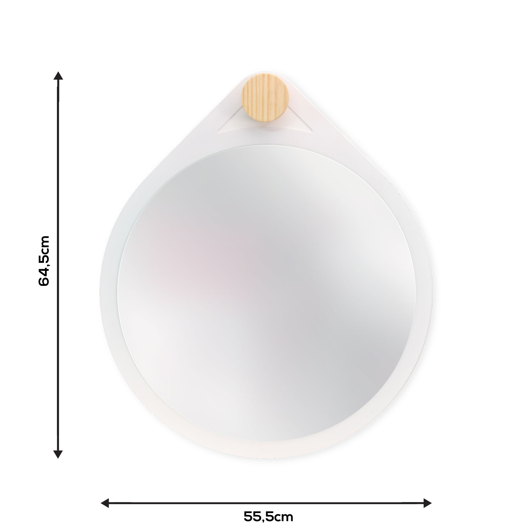 Espelho Decorativo Adnet Flat Branco Off White 30 Cm Redondo Branco, 30 cm