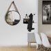 Espelho Decorativo Adnet Marrom Alça Courino Rajada 60 Cm Redondo Marrom/Rajado, 60 cm