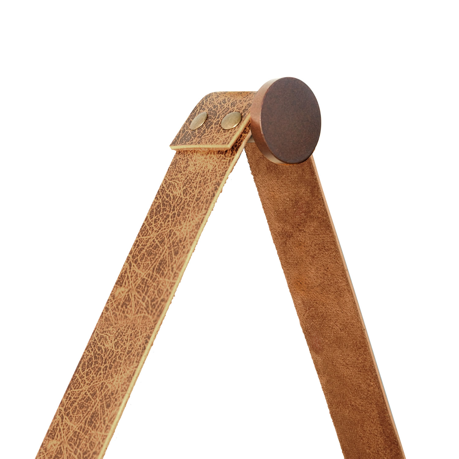 Espelho Decorativo Adnet Marrom Alça Courino Rajada 60 Cm Redondo Marrom/Rajado, 60 cm