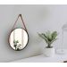 Espelho Decorativo Adnet Preto Alça Corino Caramelo 50 cm Redondo Preto/Caramelo, 50 cm