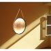 Espelho Decorativo Adnet Preto Alça Corino Caramelo 50 cm Redondo Preto/Caramelo, 50 cm