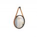 Espelho Decorativo Adnet Preto Alça Courino Rajada 30 Cm Redondo Preto/Rajado, 30 cm