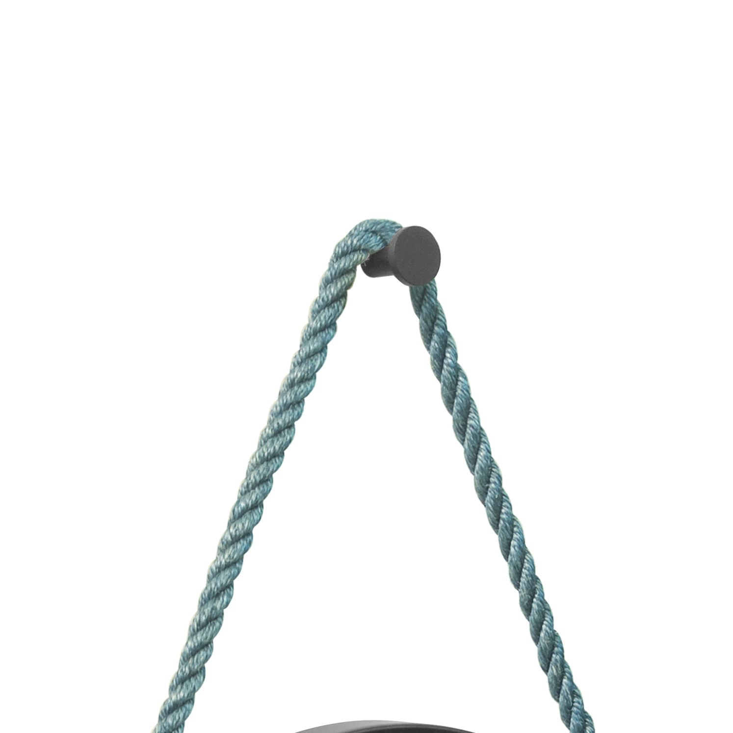 Espelho Decorativo Adnet Preto Alça Sisal Blue 50 Cm Redondo 50 cm