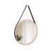 Espelho Decorativo Adnet Rosa Alça Courino Preta 40 Cm Redondo Rosa/Preto, 40 cm