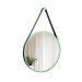 Espelho Decorativo Adnet Verde Alça Courino Preta 60 Cm Redondo Verde/Preto, 60 cm